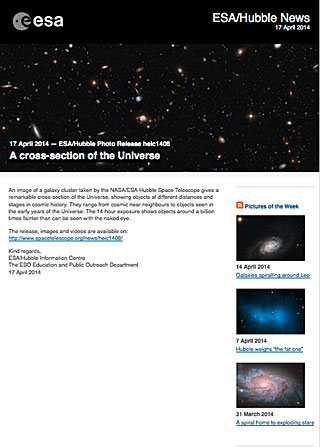 ESA/Hubble Photo Release heic1408 - A cross-section of the Universe