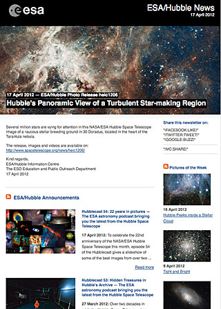 ESA/Hubble Photo Release heic1206 - Hubble's Panoramic View of a Turbulent Star-making Region
