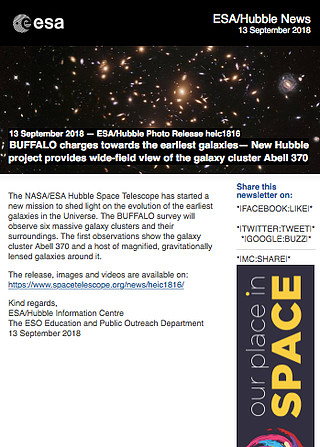 ESA/Hubble Photo Release heic1816 - BUFFALO charges towards the earliest galaxies — New Hubble project provides wide-field view of the galaxy cluster Abell 370
