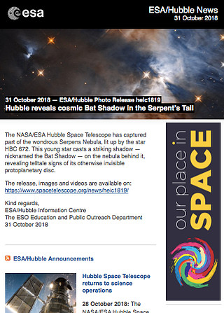 ESA/Hubble Photo Release heic1819 - Hubble reveals cosmic Bat Shadow in the Serpent’s Tail