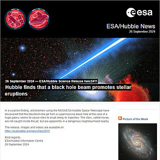 ESA/Hubble Science Release heic2411 - Hubble finds that a black hole beam promotes stellar eruptions