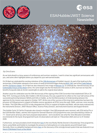 ESA/Hubble/Webb Science Newsletter - June 2025
